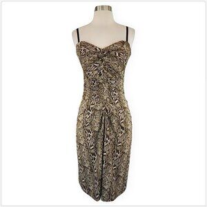 Mandalay Animal Snake Print Draped Stretch Slip with Boned Bodice Dress Sexy 6